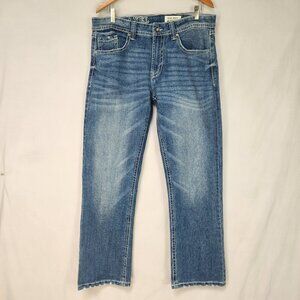 TK Axel Slim Boot Denim Jeans Men's 34x32 Distressed Classic Work Flap Pockets